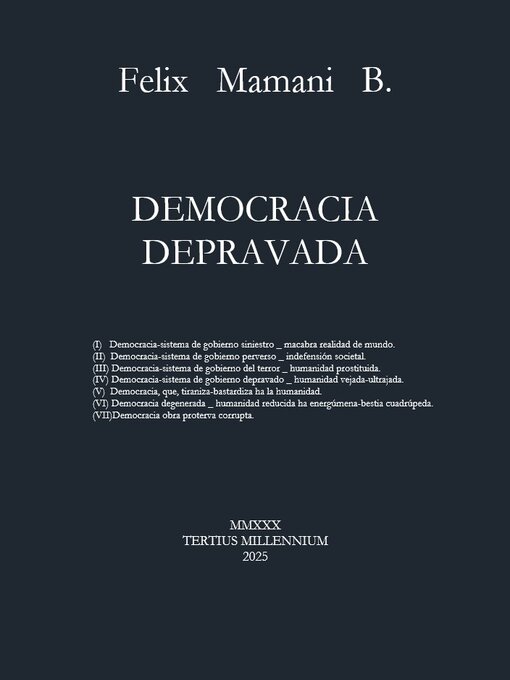 Title details for Democracia Depravada by Felix Mamani Bonifacio - Available